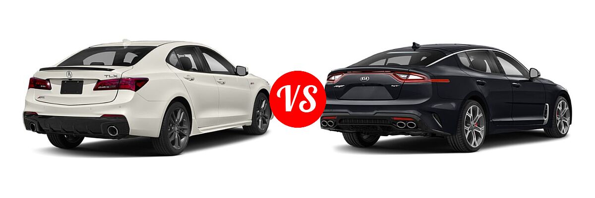 2019 Acura TLX Sedan w/A-SPEC Pkg vs. 2020 Kia Stinger Sedan GT / GT-Line / GT1 / GT2 - Rear Right Comparison