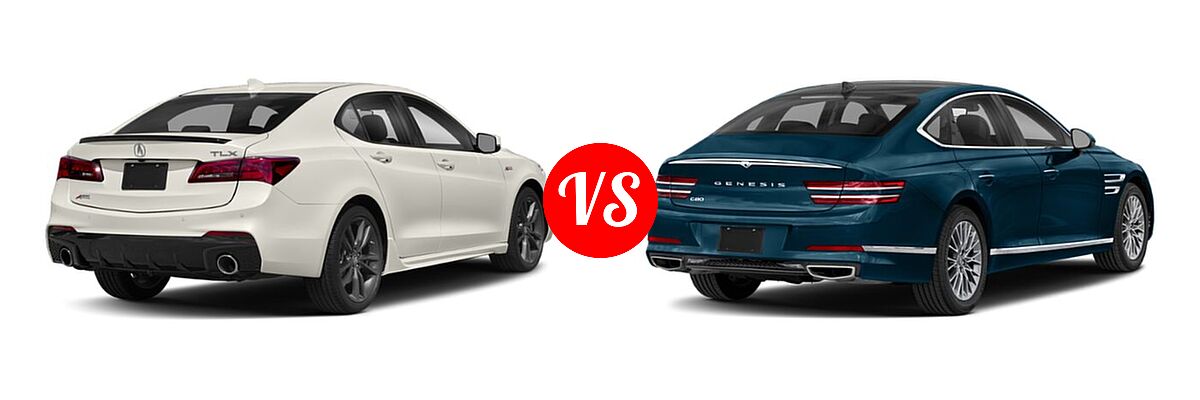 2019 Acura TLX Sedan w/A-SPEC Pkg vs. 2021 Genesis G80 Sedan 2.5T / 3.5T - Rear Right Comparison