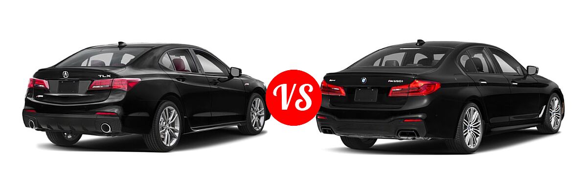 2019 Acura TLX Sedan w/A-SPEC Pkg Red Leather vs. 2019 BMW 5 Series M550i Sedan M550i xDrive - Rear Right Comparison