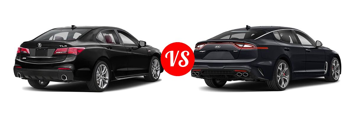 2019 Acura TLX Sedan w/A-SPEC Pkg Red Leather vs. 2020 Kia Stinger Sedan GT / GT-Line / GT1 / GT2 - Rear Right Comparison