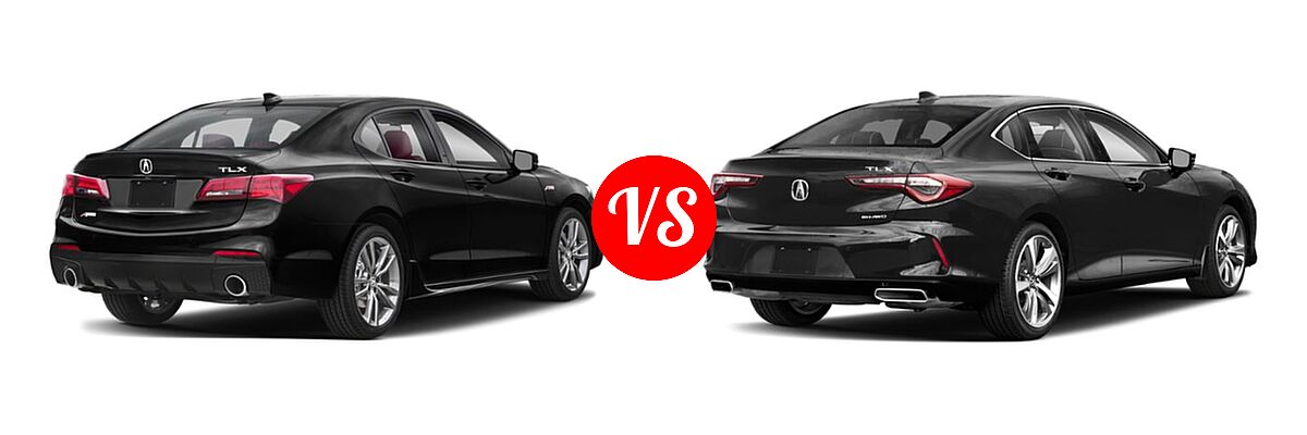 2019 Acura TLX Sedan w/A-SPEC Pkg Red Leather vs. 2022 Acura TLX Sedan FWD / SH-AWD - Rear Right Comparison