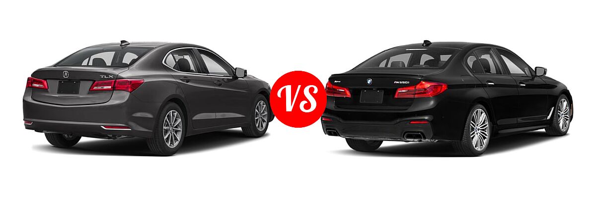 2019 Acura TLX Sedan 2.4L FWD vs. 2019 BMW 5 Series M550i Sedan M550i xDrive - Rear Right Comparison