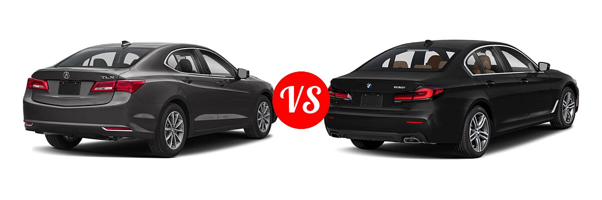 2019 Acura TLX Sedan 2.4L FWD vs. 2021 BMW 5 Series Sedan 530i - Rear Right Comparison