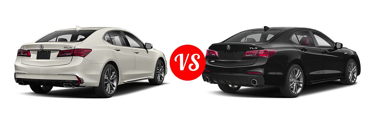 2019 Acura TLX Sedan w/Technology Pkg vs. 2020 Acura TLX Sedan w/A-Spec Pkg Red Leather - Rear Right Comparison
