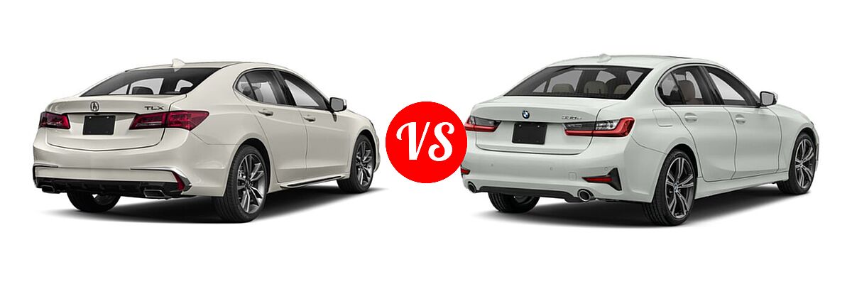 2019 Acura TLX Sedan w/Technology Pkg vs. 2021 BMW 3 Series Sedan PHEV 330e / 330e xDrive - Rear Right Comparison