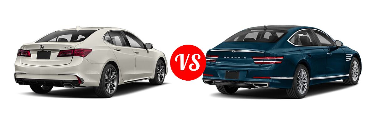 2019 Acura TLX Sedan w/Technology Pkg vs. 2021 Genesis G80 Sedan 2.5T / 3.5T - Rear Right Comparison