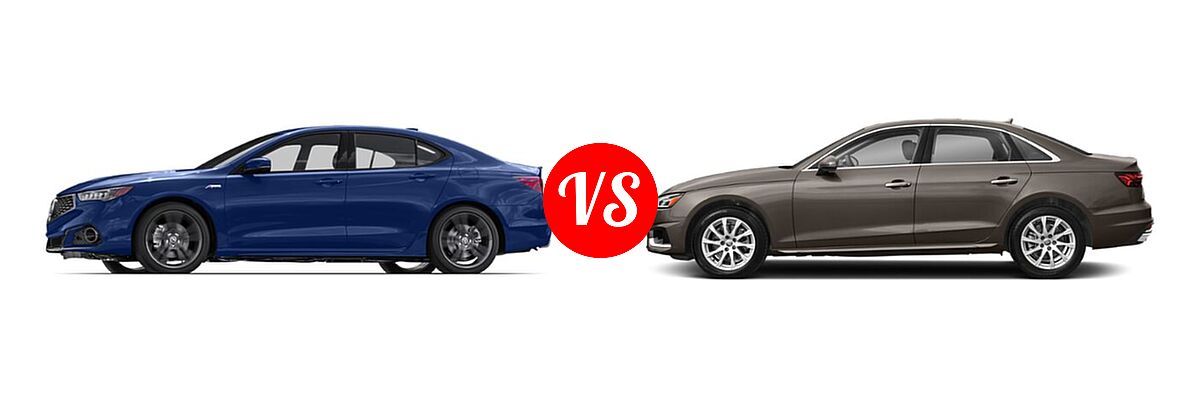 2019 Acura TLX Sedan w/Advance Pkg vs. 2020 Audi A4 Sedan Premium / Premium Plus / Prestige - Side Comparison