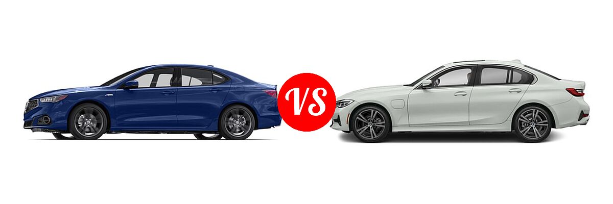 2019 Acura TLX Sedan w/Advance Pkg vs. 2021 BMW 3 Series Sedan PHEV 330e / 330e xDrive - Side Comparison