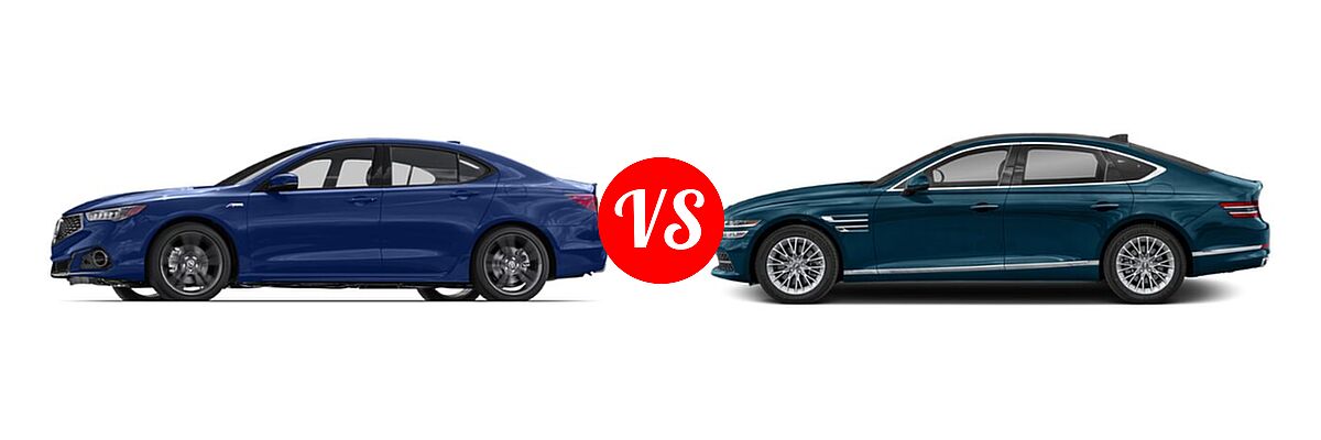 2019 Acura TLX Sedan w/Advance Pkg vs. 2021 Genesis G80 Sedan 2.5T / 3.5T - Side Comparison