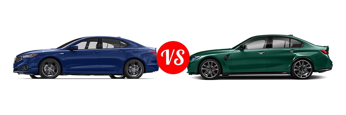 2019 Acura TLX Sedan w/Advance Pkg vs. 2021 BMW M3 Sedan Competition / Sedan - Side Comparison