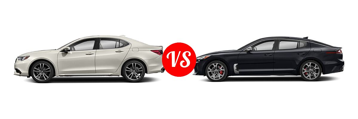 2019 Acura TLX Sedan w/Technology Pkg vs. 2020 Kia Stinger Sedan GT / GT-Line / GT1 / GT2 - Side Comparison
