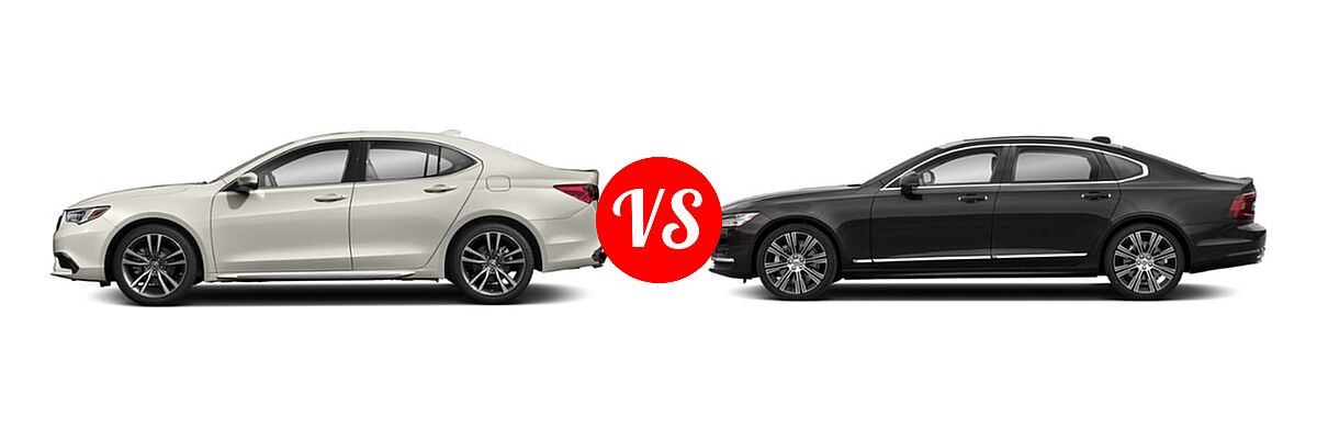 2019 Acura TLX Sedan w/Technology Pkg vs. 2022 Volvo S90 Sedan Inscription / Momentum / R-Design - Side Comparison