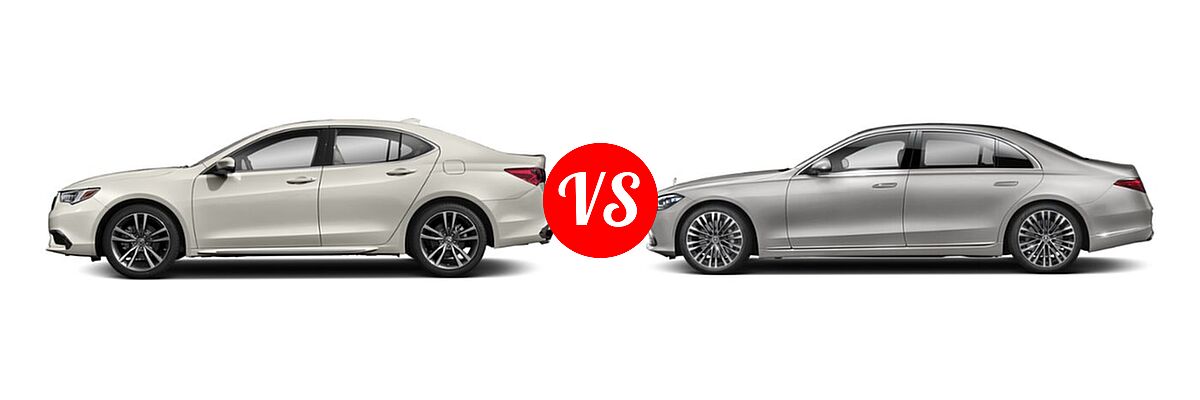 2019 Acura TLX Sedan w/Technology Pkg vs. 2022 Mercedes-Benz S-Class Sedan S 580 - Side Comparison