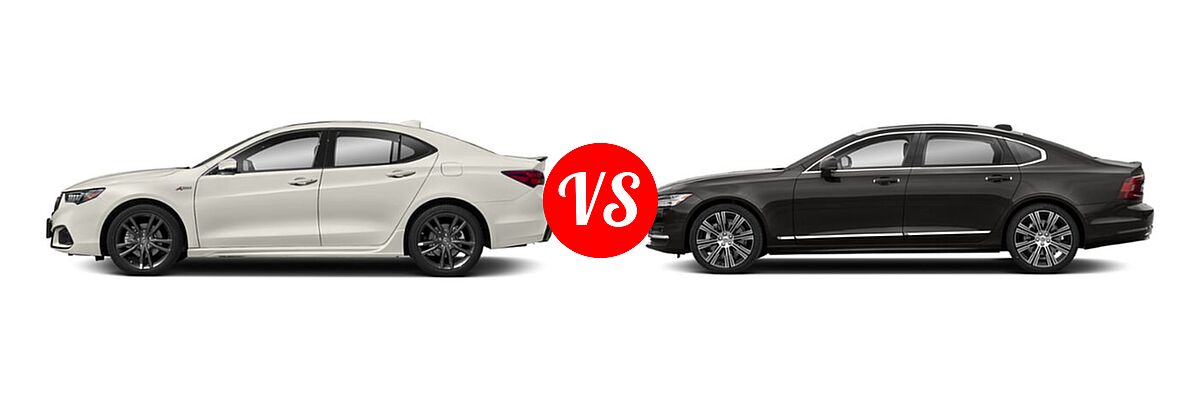 2019 Acura TLX Sedan w/A-SPEC Pkg vs. 2022 Volvo S90 Sedan Inscription / Momentum / R-Design - Side Comparison