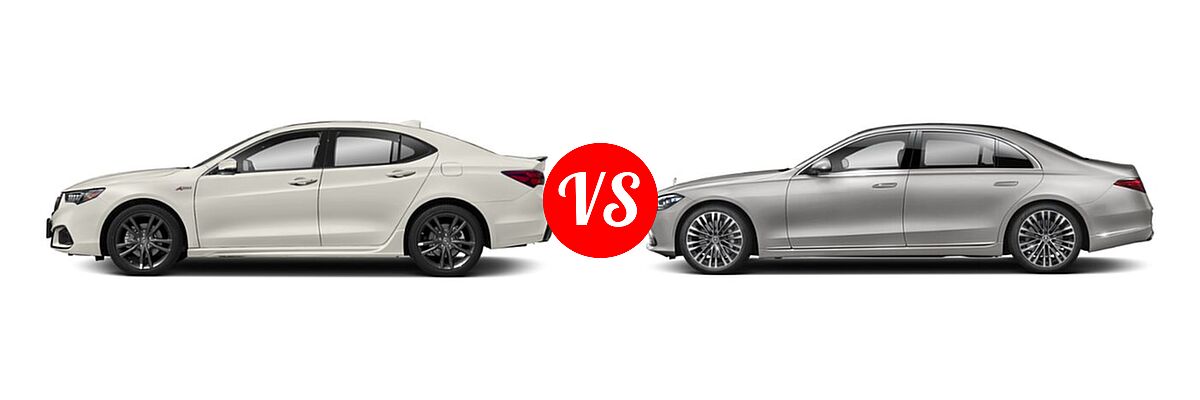 2019 Acura TLX Sedan w/A-SPEC Pkg vs. 2022 Mercedes-Benz S-Class Sedan S 580 - Side Comparison