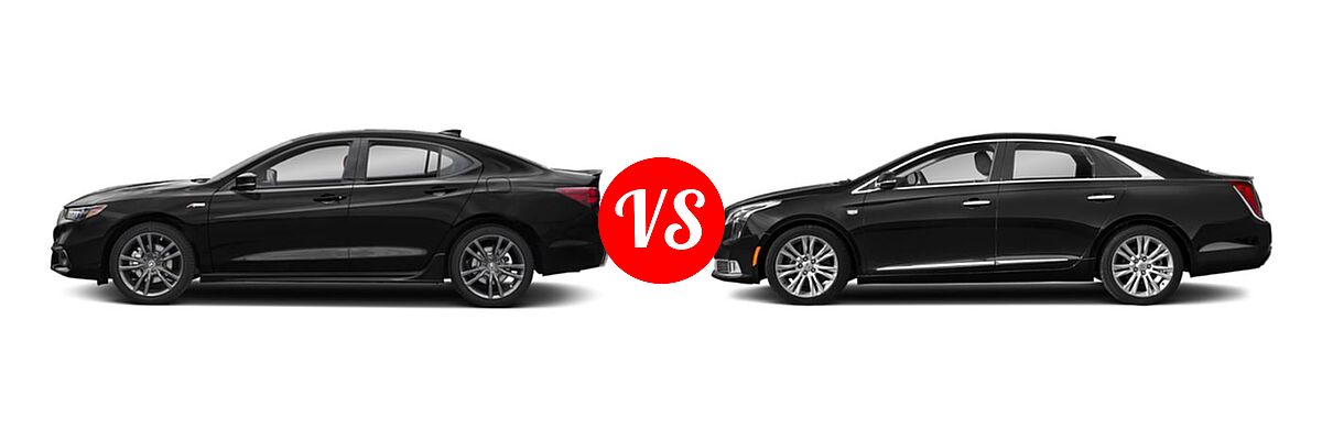 2019 Acura TLX Sedan w/A-SPEC Pkg Red Leather vs. 2019 Cadillac XTS Sedan 4dr Sdn FWD / Livery Package / Luxury / Platinum / Platinum V-Sport / Premium Luxury - Side Comparison