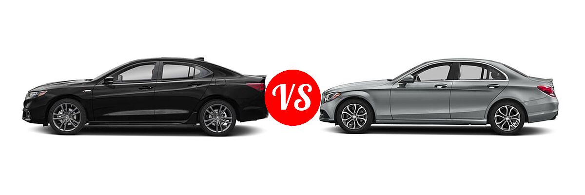 2019 Acura TLX Sedan w/A-SPEC Pkg Red Leather vs. 2018 Mercedes-Benz C-Class Sedan C 300 - Side Comparison