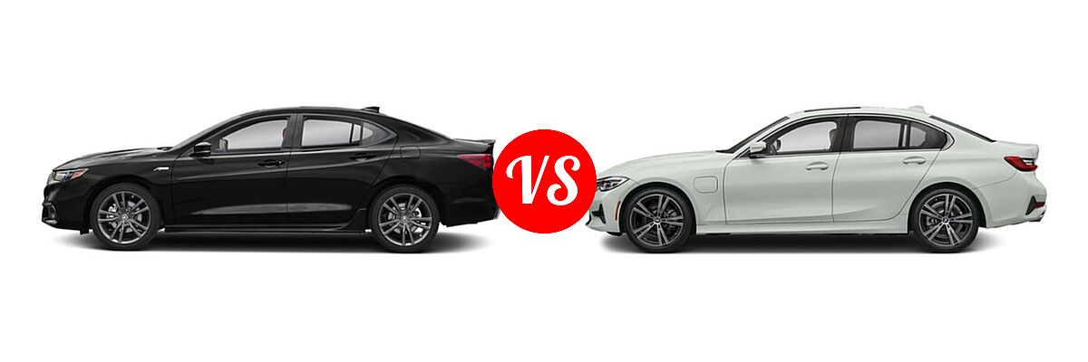 2019 Acura TLX Sedan w/A-SPEC Pkg Red Leather vs. 2021 BMW 3 Series Sedan PHEV 330e / 330e xDrive - Side Comparison