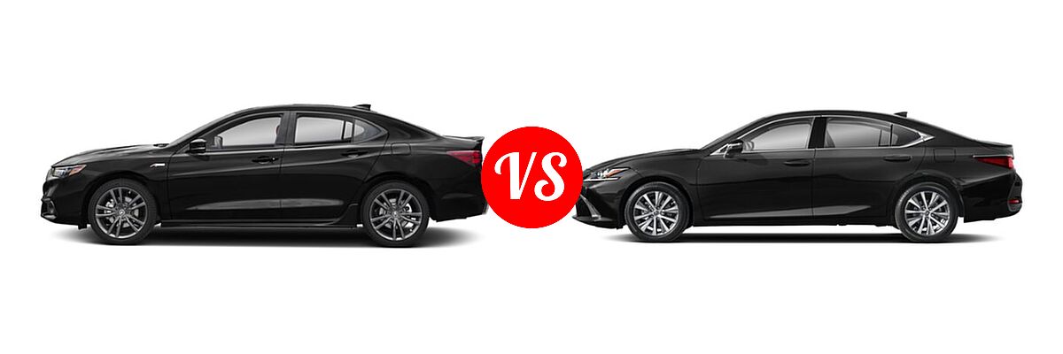 2019 Acura TLX Sedan w/A-SPEC Pkg Red Leather vs. 2021 Lexus ES 250 Sedan ES 250 F SPORT / ES 250 Luxury / ES 250 Ultra Luxury - Side Comparison