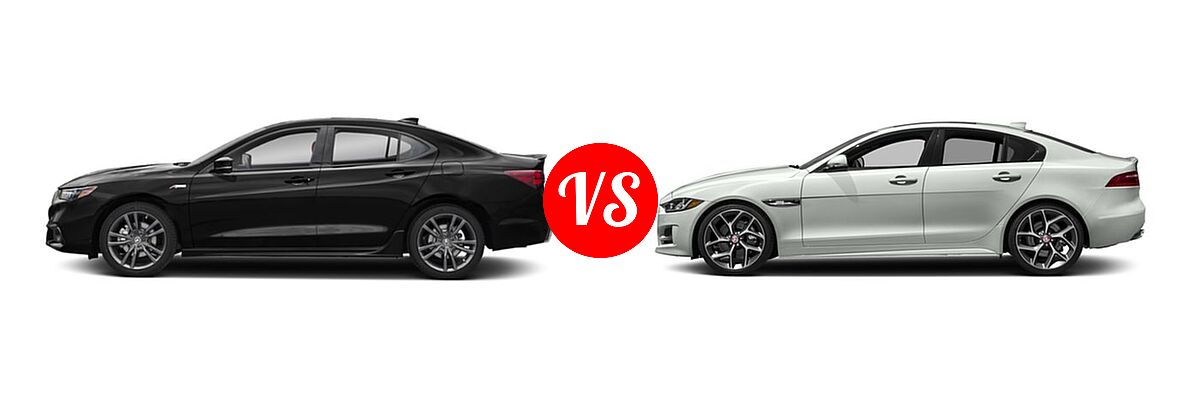 2019 Acura TLX Sedan w/A-SPEC Pkg Red Leather vs. 2018 Jaguar XE Sedan Diesel 20d R-Sport - Side Comparison