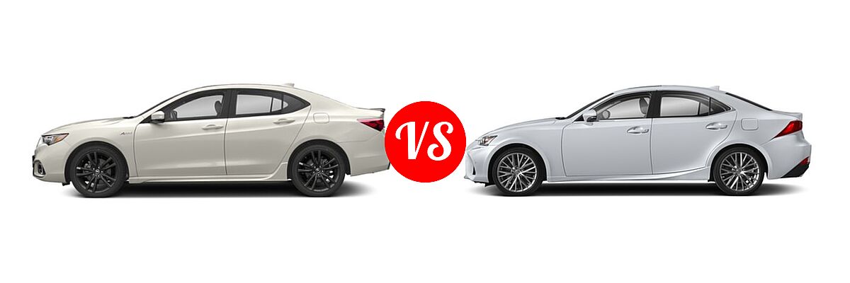 2019 Acura TLX Sedan 2.4L FWD vs. 2018 Lexus IS 300 Sedan IS 300 - Side Comparison
