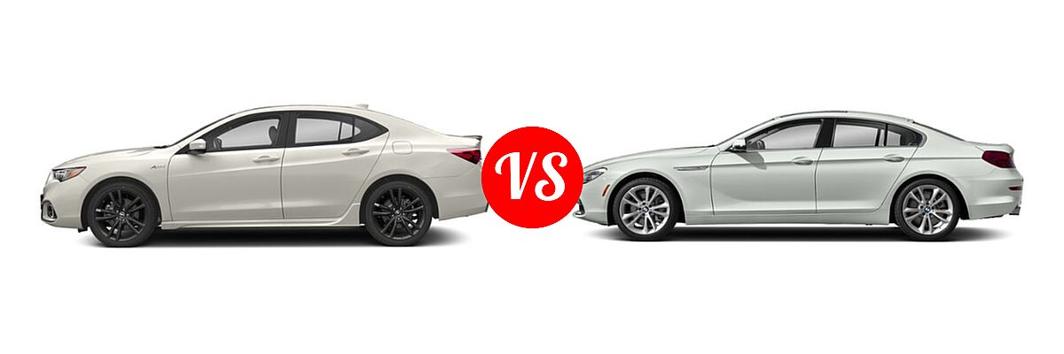 2019 Acura TLX Sedan 2.4L FWD vs. 2019 BMW 6 Series Gran Coupe Sedan 640i / 640i xDrive - Side Comparison