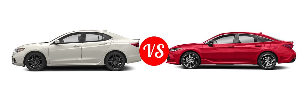 2019 Acura TLX Sedan 2.4L FWD vs. 2019 Toyota Avalon Sedan Limited / XLE / XSE - Side Comparison