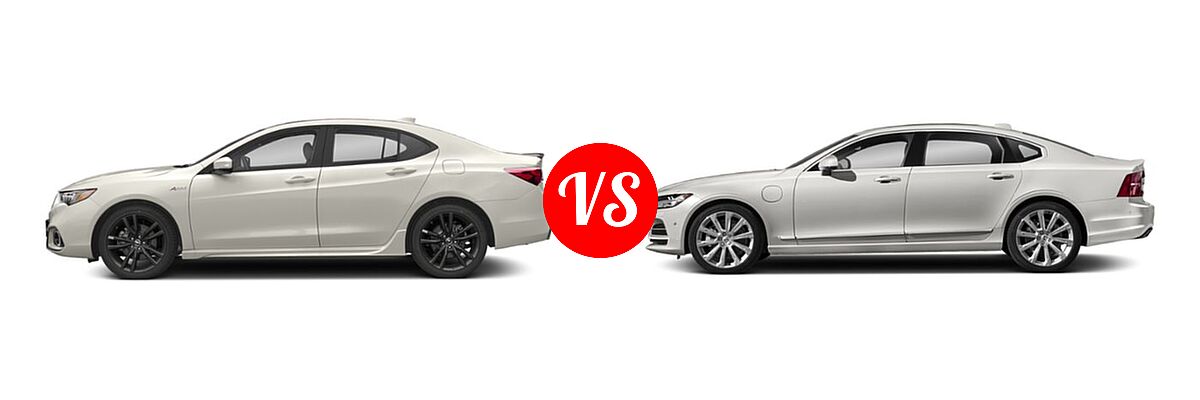 2019 Acura TLX Sedan 2.4L FWD vs. 2019 Volvo S90 Sedan PHEV Inscription / Momentum - Side Comparison