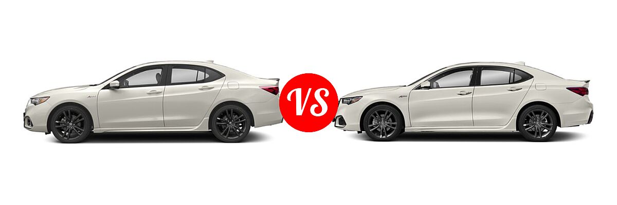 2019 Acura TLX Sedan 2.4L FWD vs. 2020 Acura TLX Sedan w/A-Spec Pkg - Side Comparison