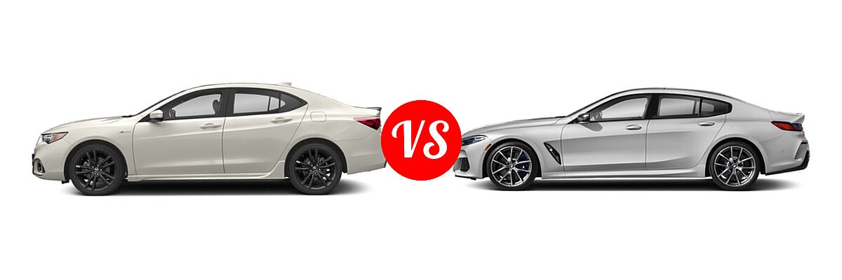 2019 Acura TLX Sedan 2.4L FWD vs. 2021 BMW 8 Series M850i Sedan M850i - Side Comparison