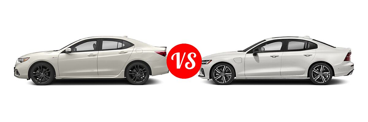 2019 Acura TLX Sedan 2.4L FWD vs. 2021 Volvo S60 Sedan PHEV R-Design / R-Design Expression - Side Comparison