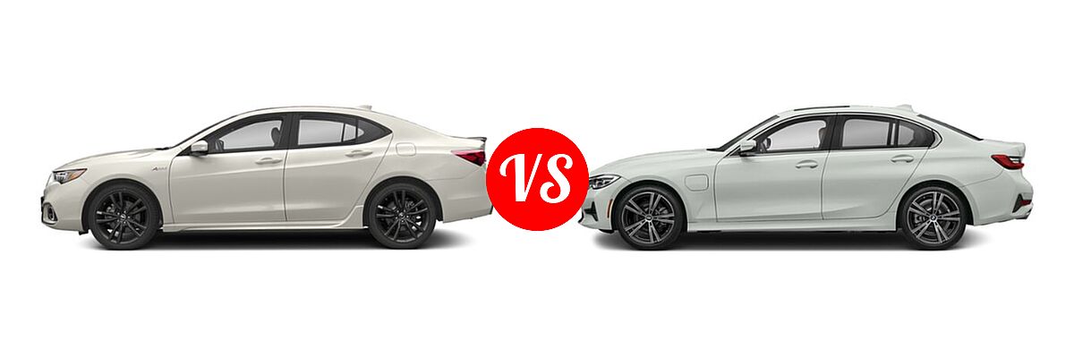 2019 Acura TLX Sedan 2.4L FWD vs. 2021 BMW 3 Series Sedan PHEV 330e / 330e xDrive - Side Comparison