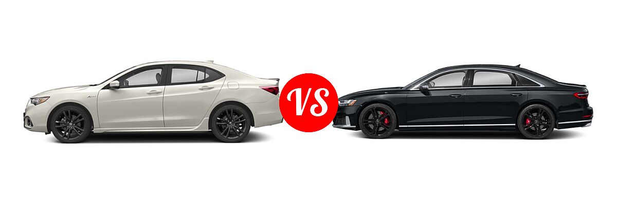 2019 Acura TLX Sedan 2.4L FWD vs. 2021 Audi S8 Sedan 4.0 TFSI - Side Comparison