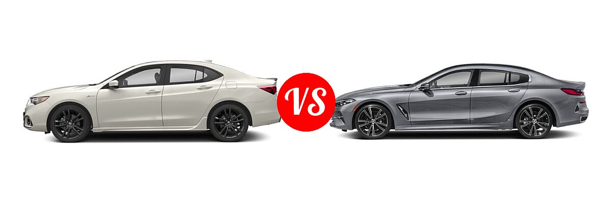 2019 Acura TLX Sedan 2.4L FWD vs. 2021 BMW 8 Series Sedan 840i - Side Comparison