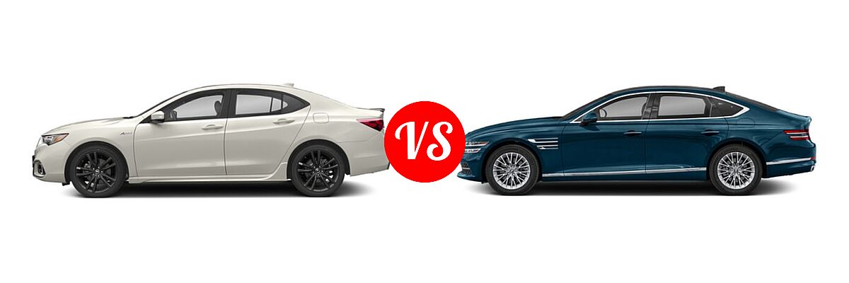 2019 Acura TLX Sedan 2.4L FWD vs. 2021 Genesis G80 Sedan 2.5T / 3.5T - Side Comparison
