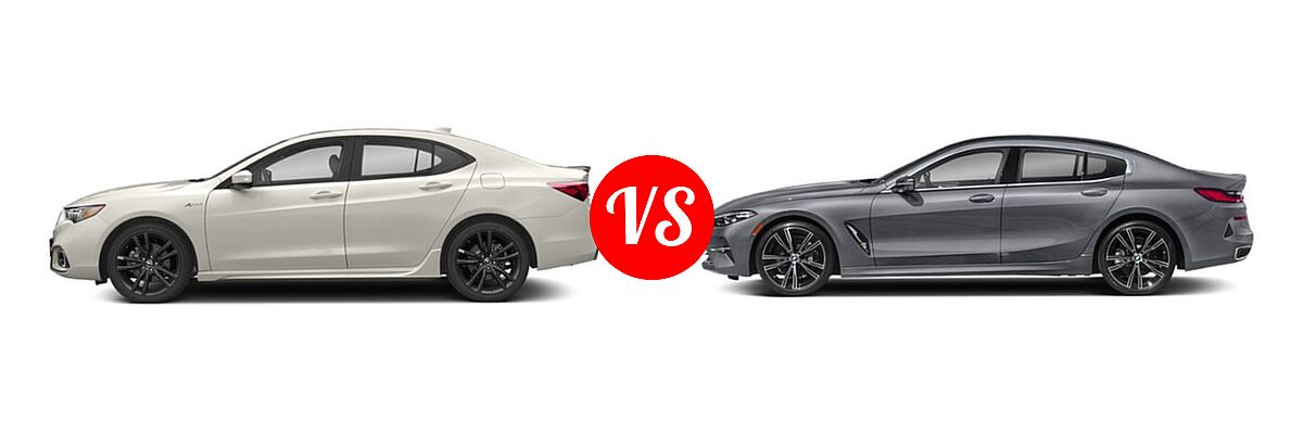 2019 Acura TLX Sedan 2.4L FWD vs. 2022 BMW 8 Series Sedan 840i - Side Comparison