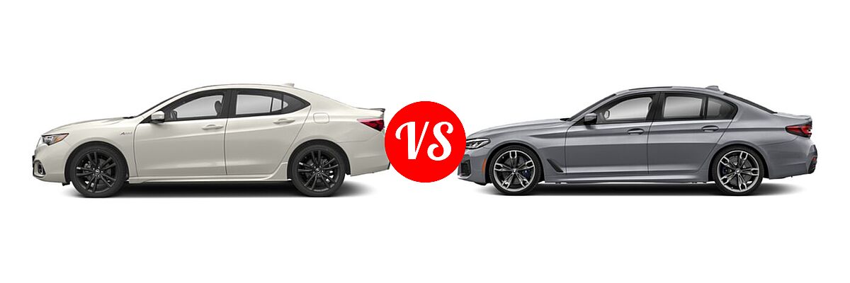 2019 Acura TLX Sedan 2.4L FWD vs. 2022 BMW 5 Series M550i Sedan M550i xDrive - Side Comparison