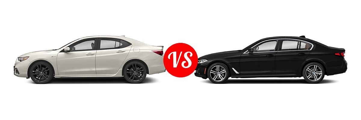 2019 Acura TLX Sedan 2.4L FWD vs. 2021 BMW 5 Series Sedan 530i - Side Comparison