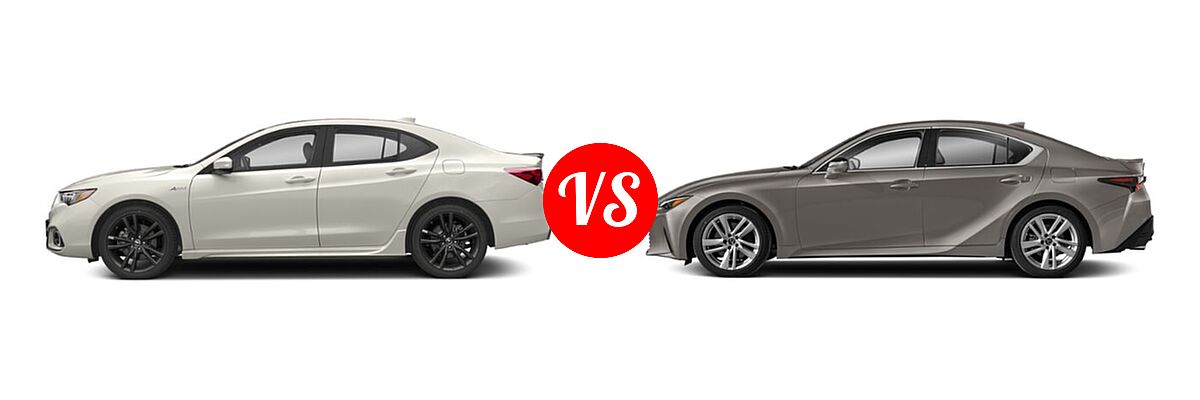 2019 Acura TLX Sedan 2.4L FWD vs. 2021 Lexus IS 300 Sedan IS 300 - Side Comparison