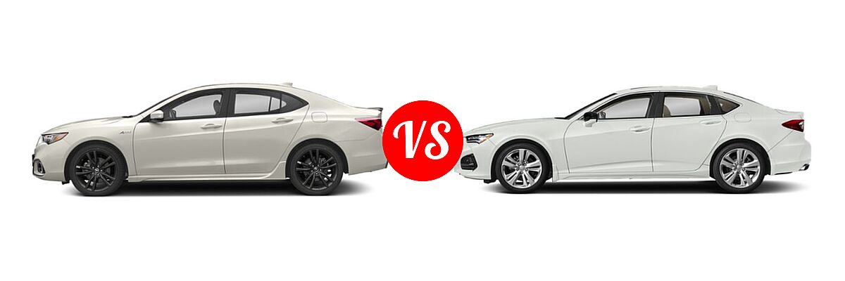 2019 Acura TLX Sedan 2.4L FWD vs. 2022 Acura TLX Sedan w/Technology Package - Side Comparison