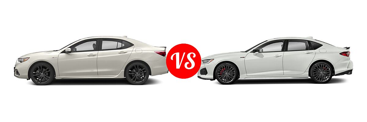 2019 Acura TLX Sedan 2.4L FWD vs. 2022 Acura TLX Sedan w/A-Spec Package - Side Comparison
