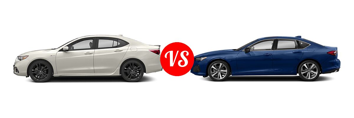 2019 Acura TLX Sedan 2.4L FWD vs. 2022 Acura TLX Sedan w/Advance Package - Side Comparison