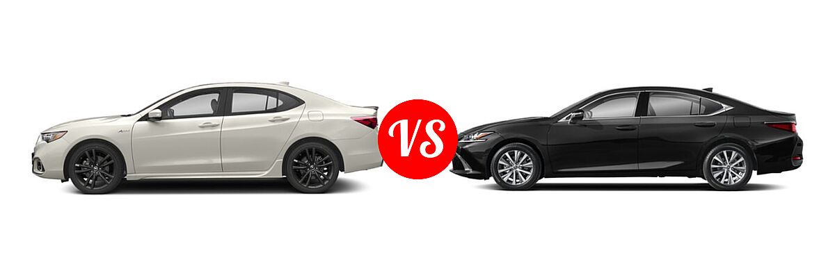 2019 Acura TLX Sedan 2.4L FWD vs. 2021 Lexus ES 250 Sedan ES 250 F SPORT / ES 250 Luxury / ES 250 Ultra Luxury - Side Comparison