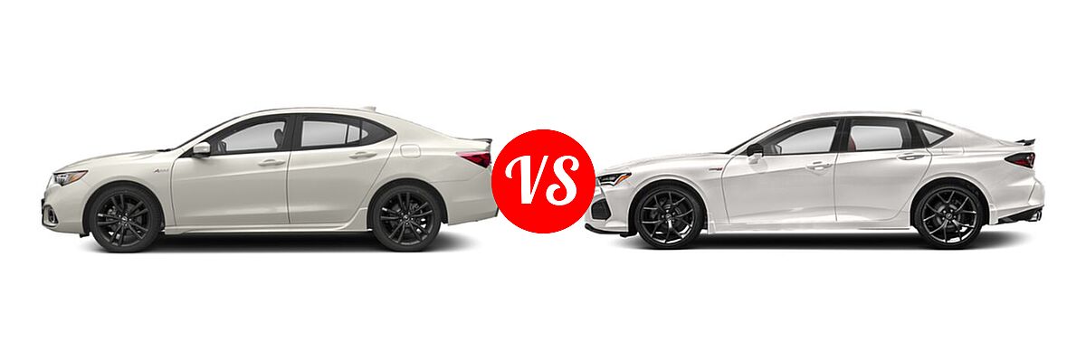 2019 Acura TLX Sedan 2.4L FWD vs. 2022 Acura TLX Sedan Type S w/Performance Tire - Side Comparison