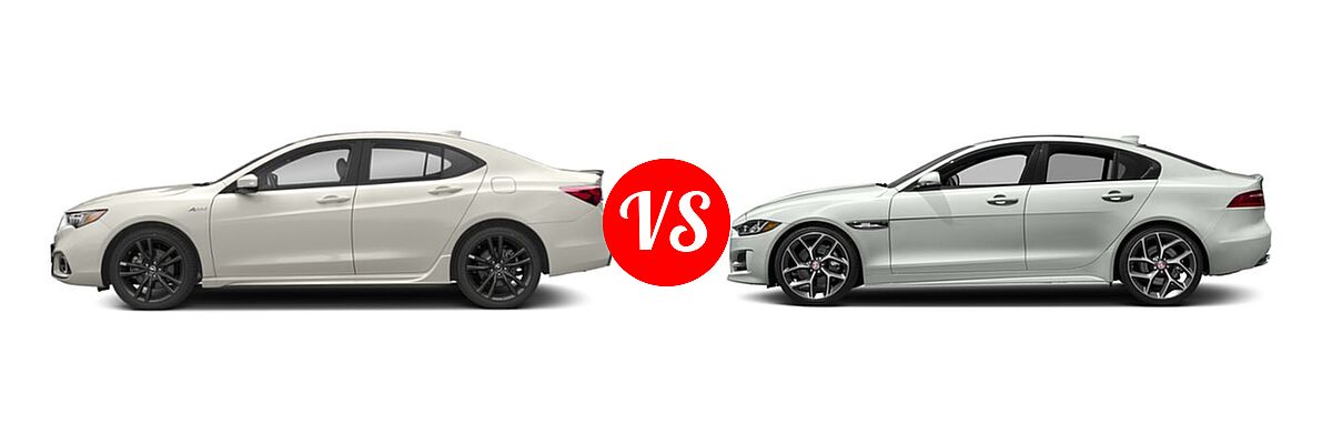 2019 Acura TLX Sedan 2.4L FWD vs. 2018 Jaguar XE Sedan Diesel 20d R-Sport - Side Comparison