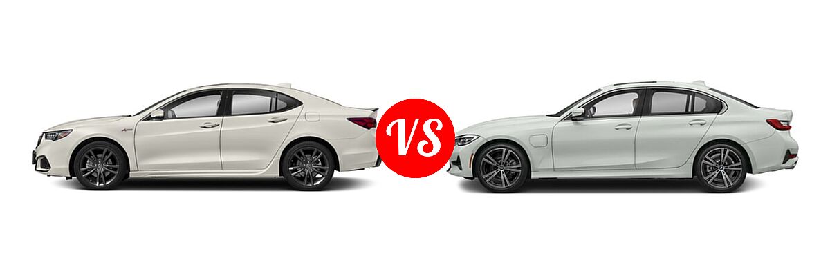 2019 Acura TLX Sedan 3.5L FWD vs. 2021 BMW 3 Series Sedan PHEV 330e / 330e xDrive - Side Comparison