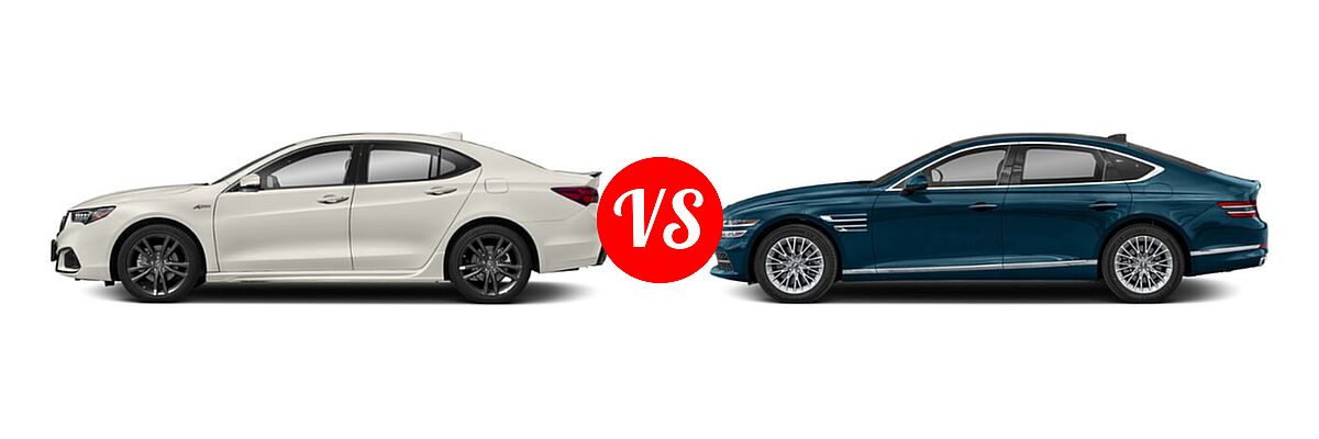 2019 Acura TLX Sedan 3.5L FWD vs. 2021 Genesis G80 Sedan 2.5T / 3.5T - Side Comparison