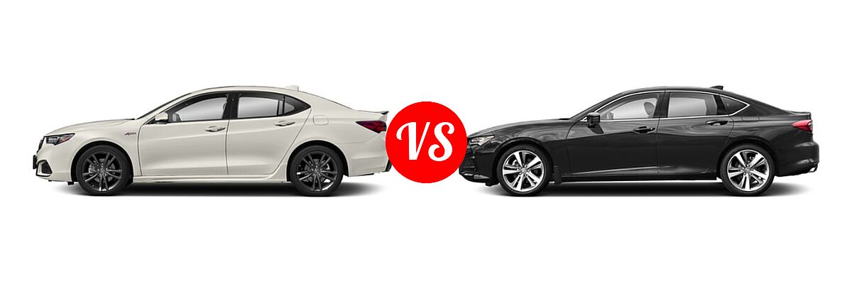 2019 Acura TLX Sedan 3.5L FWD vs. 2022 Acura TLX Sedan FWD / SH-AWD - Side Comparison