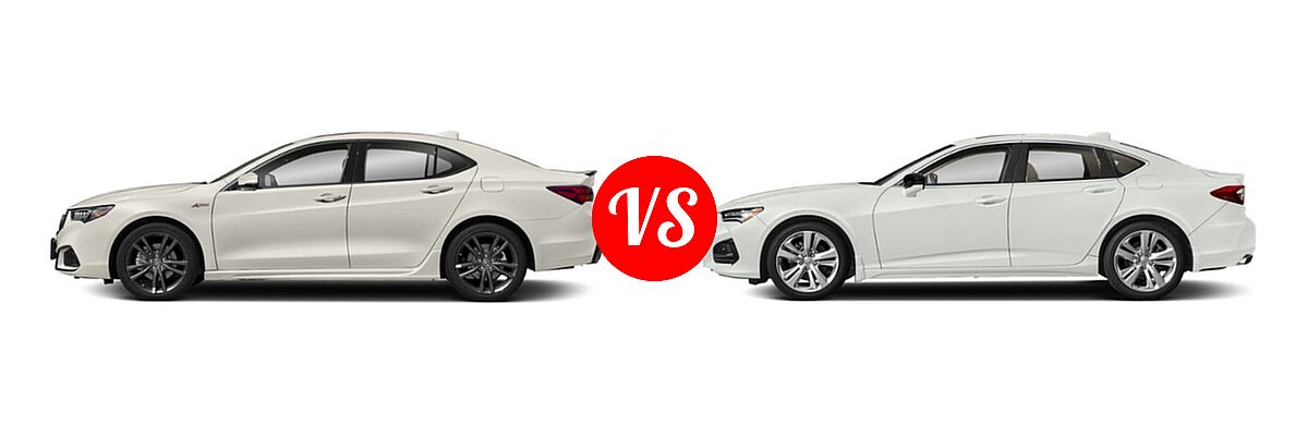 2019 Acura TLX Sedan 3.5L FWD vs. 2022 Acura TLX Sedan w/Technology Package - Side Comparison