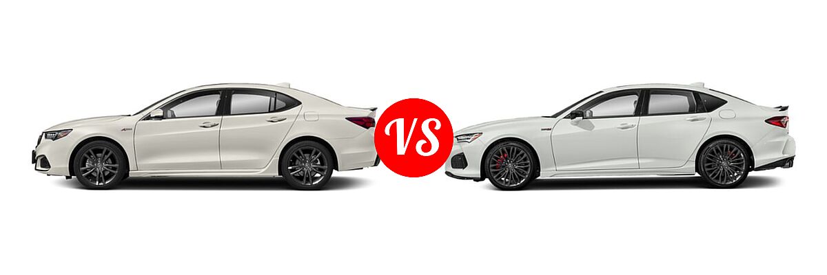 2019 Acura TLX Sedan 3.5L FWD vs. 2022 Acura TLX Sedan w/A-Spec Package - Side Comparison